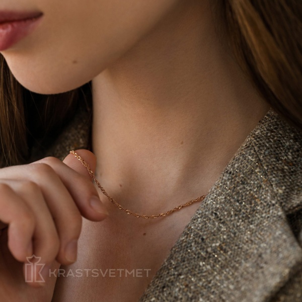 Цепь из красного золота 585, плетение «Сингапур»